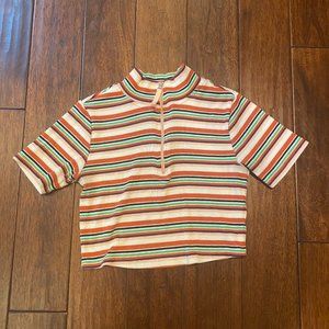 Urban Outfitters Half Zip Striped Crop Top